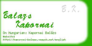 balazs kapornai business card